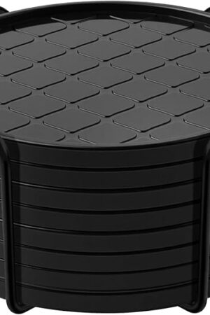 Coasters Set of 8,Hot or Cold Drink Coasters with Holder,Modern Style Coffee Table Coaster,Suitable for Kinds Cups Beer,Drink,Anti-Overflow Tabletop Protection(Black, 8pcs)