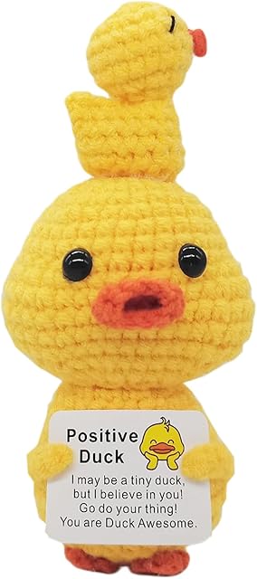 The Funny Crochet Handmade Emotional Ducks Mental Support Positive Supportive Encouragement for Women Men Birthday Christmas Pickle Potato Easter Birthday Gifts Party Decor(Duck 19)