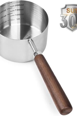 Dog-Cat Food-Scoop Measuring-Cup - 304 stainless steel material.1-Cup capacity. Precision scale measurements