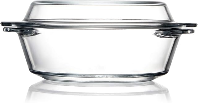Clear Round Glass Casserole With Lid Glass Bakeware Easy Grab Baking Dish,Microwave, Oven, Freezer, and Dishwasher Safe (0.65L)