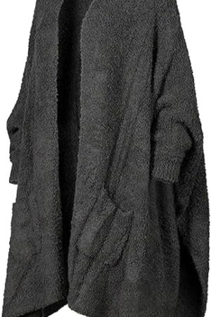 Wearable Blanket Sherpa Poncho Unique Office Work Warm Cozy Shawl TV Throw Blankets, Plush Cape Wrap for Adults