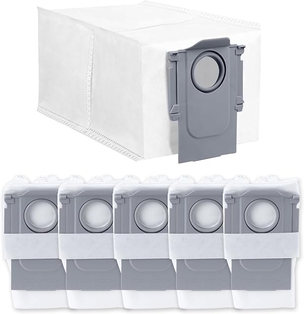 6Pack Vacuum Dust Bags for Roborock QV 35A,Qrevo S5V,Saros 10/10R/Qrevo/Q RevoS/Qrevo Pro/Plus/MaxV/Master/Curv S5X/Edge S5A/Qrevo Slim Robot Vacuum Dirt Disposal Bags,2.7L Large Qrevo Dust Bag