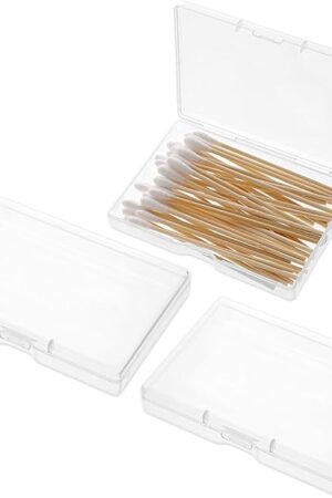 3-Piece Portable Travel Cotton Pad Holder - Bathroom Vanity Countertop Storage Organizer - Cotton Ball & Swab Dispenser - Transparent