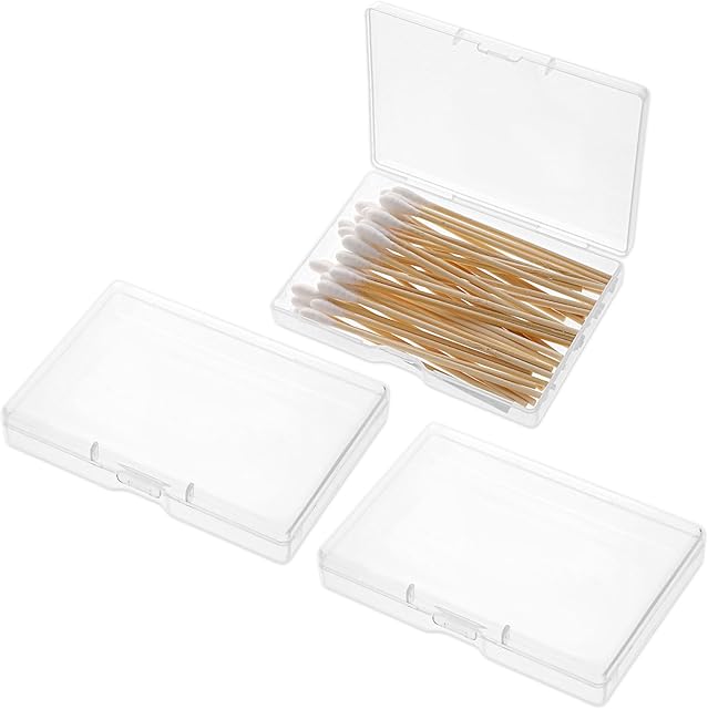 3-Piece Portable Travel Cotton Pad Holder - Bathroom Vanity Countertop Storage Organizer - Cotton Ball & Swab Dispenser - Transparent