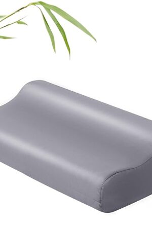 Contour Pillowcase- Rayon Derived from Bamboo Cooling Contour Cervical Neck Pillow Case Cover- Breathable Silky Soft Pillowcase for Hot Sleepers,24 x14 x5/3.7 Inches 1 Piece Dark Grey