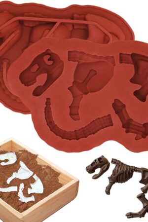 Crethinkaty Dinosaur Chocolate Molds Silicone, Dinosaur Bones Nonstick Food Grade Silicone Molds for Kids, Funny Molds DIY Baking Tool for Chocolate, Candy, Gummy Halloween Christmas Party(1 Piece)