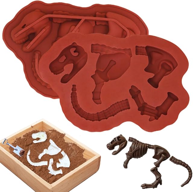Crethinkaty Dinosaur Chocolate Molds Silicone, Dinosaur Bones Nonstick Food Grade Silicone Molds for Kids, Funny Molds DIY Baking Tool for Chocolate, Candy, Gummy Halloween Christmas Party(1 Piece)