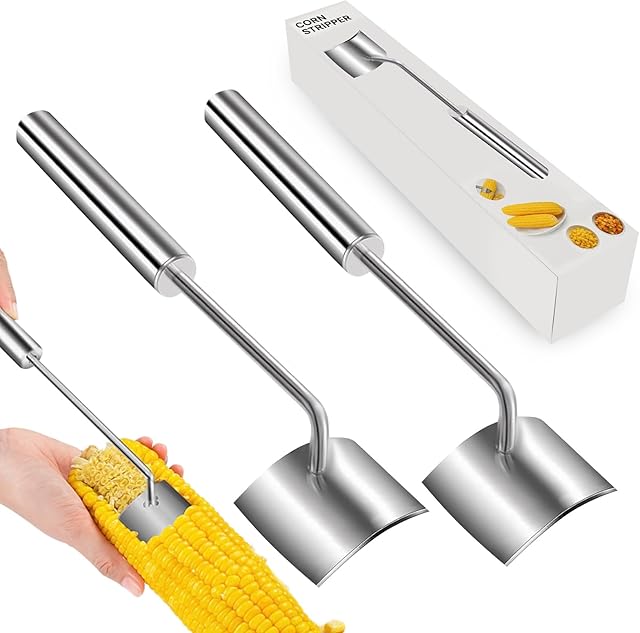 ZQTkid Stainless Steel Corn Peeler & Stripper - Long Handle, 2 Pcs - Home & Outdoor Dining