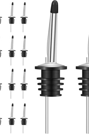 24 Pack Liquor Pour Spouts Set - Stainless Steel bottle spout and Liquor Pourers Dust Caps Covers
