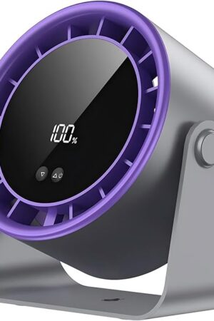 Wall-Mounted Desk Fan, Ultra Quiet 35dB Table Fan with Digital Display, 100 Speed USB Rechargeable Fan, 105°Tilt & 10H Runtime, Portable Cooling for Bedroom, Office, Camping