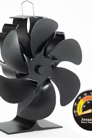 Wood Stove Fan Heat Powered Fireplace Fan Non Electric, Thermal Fan for Wood Burning Stove/Pellet/Log Burner, w/Stove Accessories Thermometer