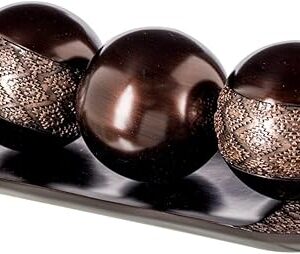 Creative Scents Dublin Brown Tray and Ball Set - Living Room, Entry Table Decor Centerpiece Table Decorations - Decorative Tray for Dining Room, Accent Decor Bowl for House Decoration