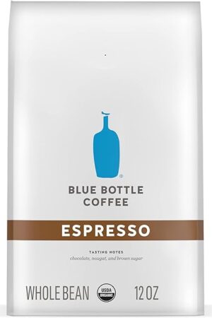 Blue Bottle Whole Bean Organic Coffee, Espresso, Dark Roast, 12 Ounce bag (Pack of 1)