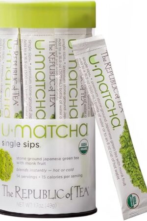 The Republic of Tea – Organic U•Matcha Single Sips, Naturally Caffeinated Matcha Green Tea Powder, 14 Packets