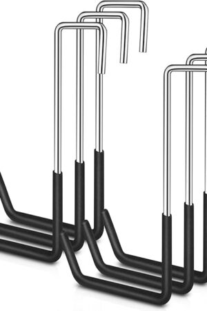 6 Pack Heavy Duty Rafter Hooks for Hanging Vinyl Coated Large S Hooks for Hanging Ladder Bike Hangers Garage Storage Organizer Black