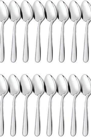 24-Piece Dinner Spoons Set (6.7 inch), Unokit Stainless Steel Spoons silverware, Dessert Spoon, Tablespoon, Silverware Spoons Only for Home, Kitchen or Restaurant - Mirror Polished, Dishwasher Safe