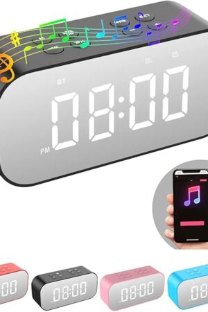 AFK Alarm Clock for Bedroom/Office,Digital Clock with Bluetooth Speaker,Small Alarm Clock for Heavy Sleepers Adults,Teens,Kids.