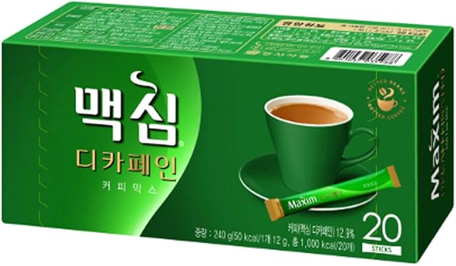 DONG SEO Maxim Decaf Instant Coffee Mix 20 Sticks 12g x 20T (240g), green