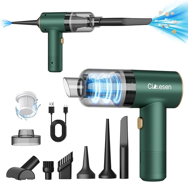 Car Vacuum Portable 4 in 1 Vacuum Cleaner 12000Pa Mini Handheld Vacuum Cordless Rechargeable 120W High Power Vacuum Cleaner & Air Duster Multi-Nozzles for Car Home Office Pet