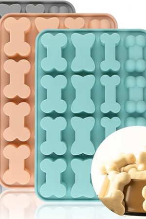3Pack Dog Bone Silicone Mold, Dog Treat Mold,Baking Mold, Used for Jelly, Candy, Chocolate,Ice Cube, Can Bake Dog Snack Biscuits