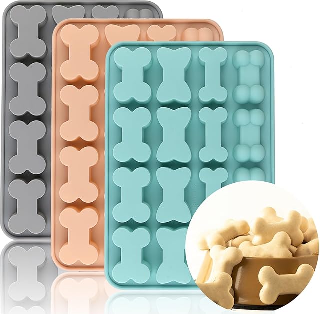 3Pack Dog Bone Silicone Mold, Dog Treat Mold,Baking Mold, Used for Jelly, Candy, Chocolate,Ice Cube, Can Bake Dog Snack Biscuits