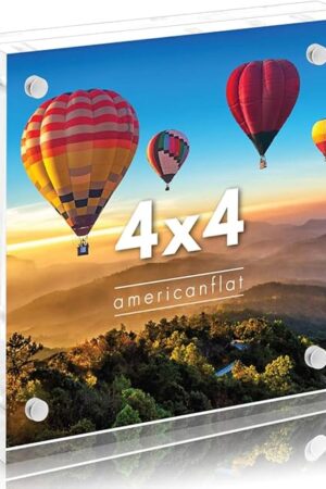 Americanflat 4x4 Acrylic Picture Frame - Double Sided Frames with Magnetic Corners - Transparent Acrylic Frames for Desk or Tabletop Display - 4x4 Picture Frame with Microfiber Cloth Included