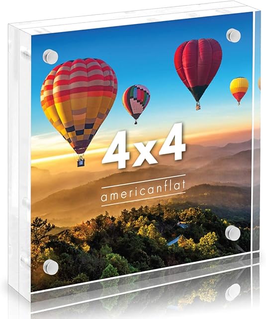 Americanflat 4x4 Acrylic Picture Frame - Double Sided Frames with Magnetic Corners - Transparent Acrylic Frames for Desk or Tabletop Display - 4x4 Picture Frame with Microfiber Cloth Included