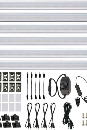 AIBOO LED Under Counter Light Rigid Bar Kit LED Under Cabinet Lighting 6 Panels Daylight White
