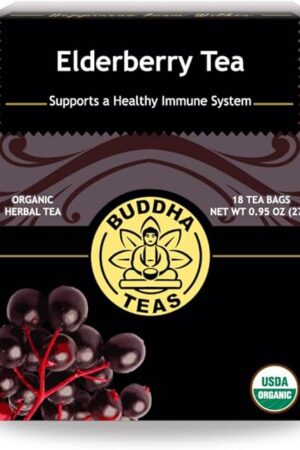 Buddha Teas Organic Elderberry Herbal Tea - 18 Tea Bags | With Antioxidants | For Health & Wellbeing | Caffeine Free | OU Kosher & Non-GMO | Clean Ingredients