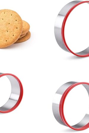 3-Piece Round Cookie Cutters Set 2" -2.5" - 3" Heavy Duty Circle Baking Pastry Set for Decorating Cup Cake and Making the Pies …