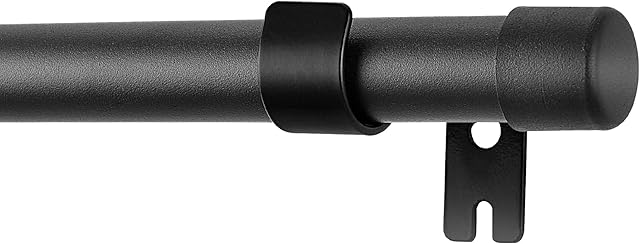 Drapery Window Curtain Rods-1 Inch Adjustable Heavy Duty Curtain Rod With Brackets. 66 to 120 Inch,Black (66-124)