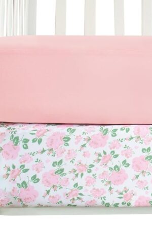 2 Pack Baby Crib Sheets 52" x 28" Pink Floral