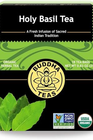 Buddha Teas - Holy Basil - Organic Herbal Tea - For Cognitive Balance & Overall Health - Ayurvedic Tulsi - With Antioxidants - Caffeine Free - 100% Kosher & Non-GMO - 18 Tea Bags (Pack of 1)