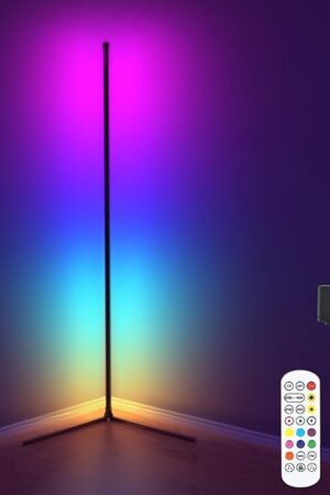 Corner Floor Lamp, 60?Smart RGB LED Floor Lamp with App and Remote Control,High Brightness Led,16 Million Colors, Music Sync, Timer Setting, Mood Lighting,Ideal for Living Rooms, Bedrooms.