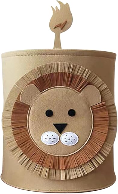 WEI LONG Cute Foldable Felt Laundry,Nursery Hamper Laundry Basket,Storage Baskets for Kids Boys and Girls,Office,Bedroom,Clothes,Toys(Lion)