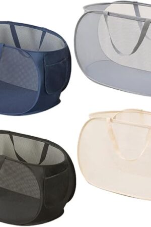 4 Pcs Collapsible Laundry Baskets, Opening Laundry Hamper, Foldable Laundry Basket, Dirty Clothes Basket for Clothes & Home Organization