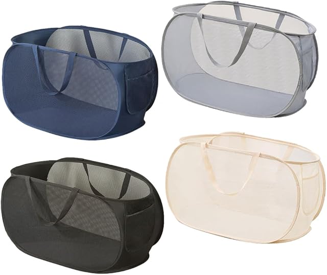 4 Pcs Collapsible Laundry Baskets, Opening Laundry Hamper, Foldable Laundry Basket, Dirty Clothes Basket for Clothes & Home Organization