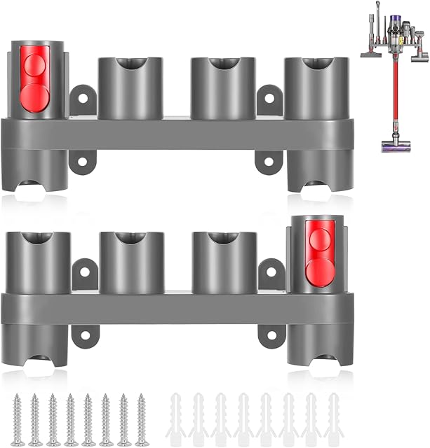 Charlux Accessory Holder for Dyson V15 V12 V10 V8 V7 Gen5 Attachment Holder Wall Mount Tool Holder Organizer Accessories for Dyson Vacuum Cleaner, Use On Docking Station Or On Wall(2 Pack)