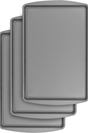 BakerEze Medium Nonstick Cookie Pan, 15.2''L x 10.2''W, Set of 3
