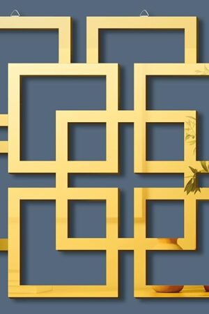 Weysat Wall Mount Home Mirror, 2 Pieces Silver Square Decorative Mirror for Bedroom, Living Room, Bathroom, 11.8 x 11.8 Inches(Gold,Mirrored)