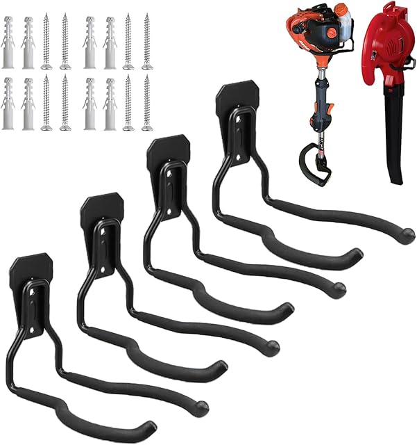Garden Power Tool Hanger Wall Garage Wall Hooks Black 4 Pcs