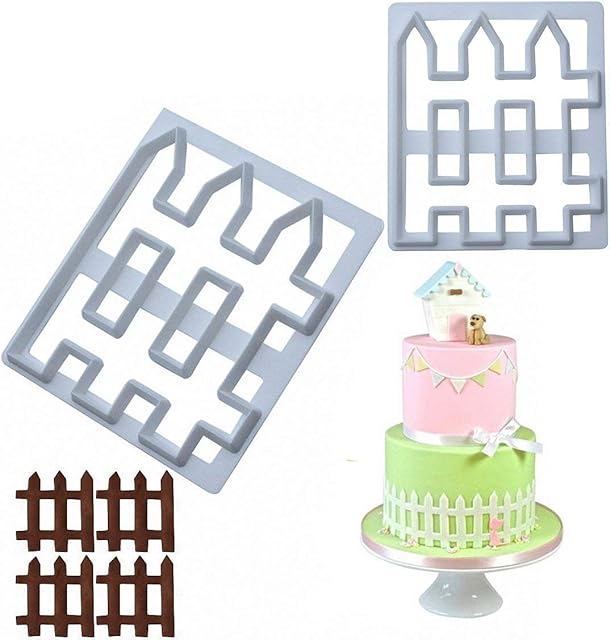 2Pcs Wood Fence Cookie Cutter Plastic Mold for Fondant, Gum Paste, Polymer Clay, Cake Border Decorating