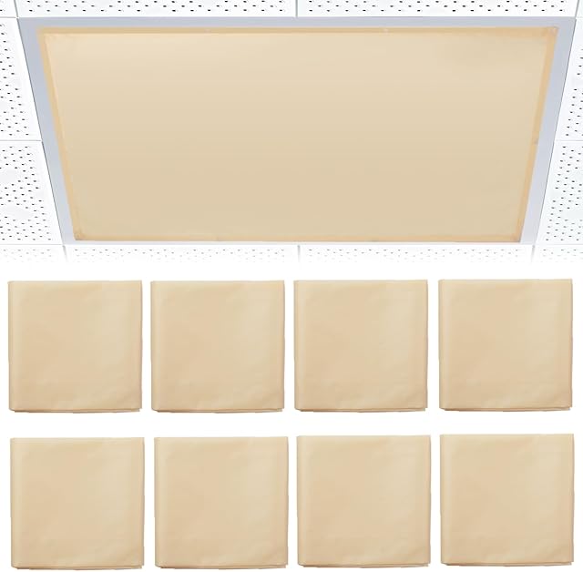 8 Pcs Fluorescent Light Covers for Ceiling Lights Classroom, Magnetic Light Filters, Fluorescent Light Diffuser Covers for Office, Hospitals, Home 4 x 2 Feet (warm yellow)