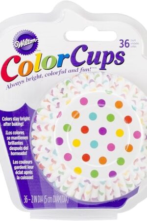 Wilton 36-Pack Color Baking Cup, Standard, Dots Rainbow