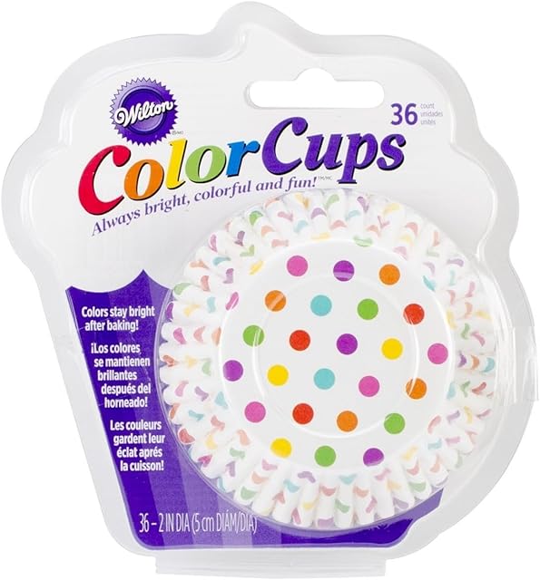 Wilton 36-Pack Color Baking Cup, Standard, Dots Rainbow