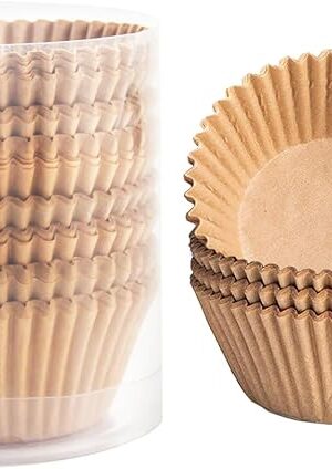 100-Pack Premium Neutral Paper Muffin Liners, Cupcake Baking Liners Unbleached, Cupcake Wrappers, Grease-Resistant Muffin Liners