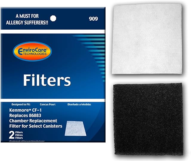 EnviroCare Premium Replacement Vacuum Cleaner Filters made to fit Kenmore Sears Progressive CF1, Progressive & Whispertone, Panasonic Vacuum Cleaners, 86883, 86880, 20-86883, 2 filters