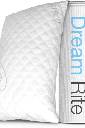 Dream Rite Shredded Memory Foam Pillow Series Luxury Adjustable Loft Home Pillow Hotel Collection Grade Washable Removable Cooling Bamboo Derived Rayon Cover- Queen 1 Pack