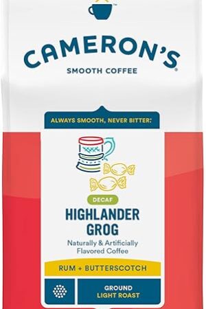 Cameron's Coffee Roasted Ground Coffee Bag, Flavored, Decaf Highlander Grog, 10 Ounce