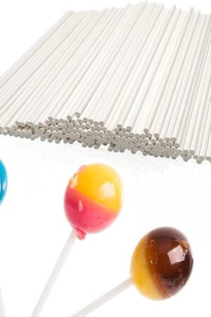 8 Inch White Lollipop Sticks, Lollipop Treat Sticks, for Homemade Candy, Cookies, Dessert, 200 Pcs